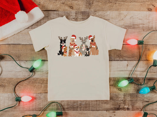 Christmas dogs kids tee