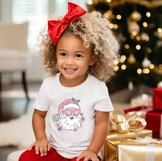 Pink Santa kids tee