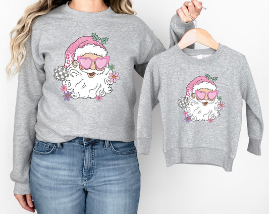 Pink Santa kids crewneck