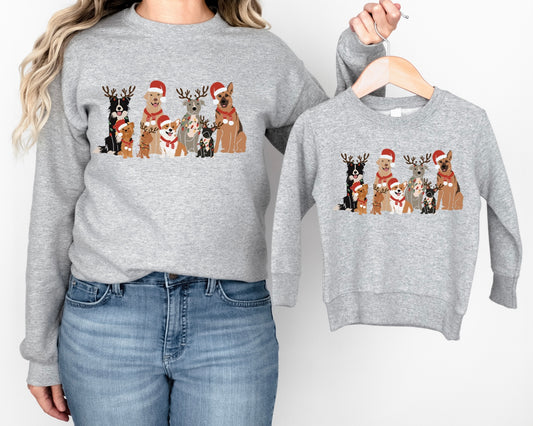 Christmas dogs kids crewneck